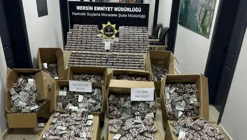 Mersin'de Uyuşturucu ile Mücadelede Tarihi Yakalama: 387 Bin Hap!